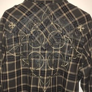 MONARCHY bottom down Men’s Plaid Shirt Size L